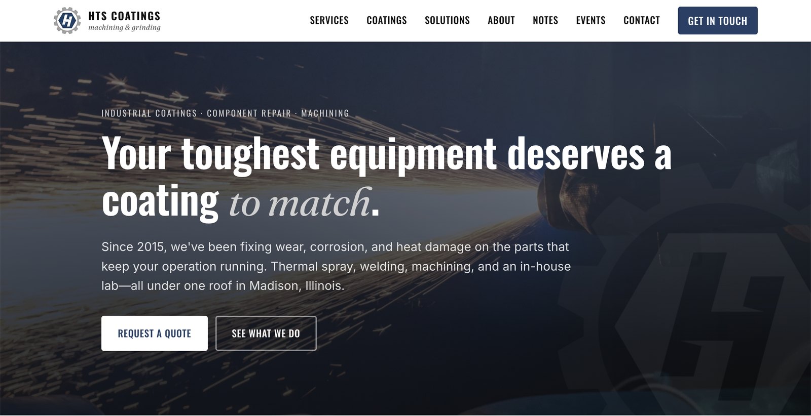 HTS Coatings website, built by Rendered